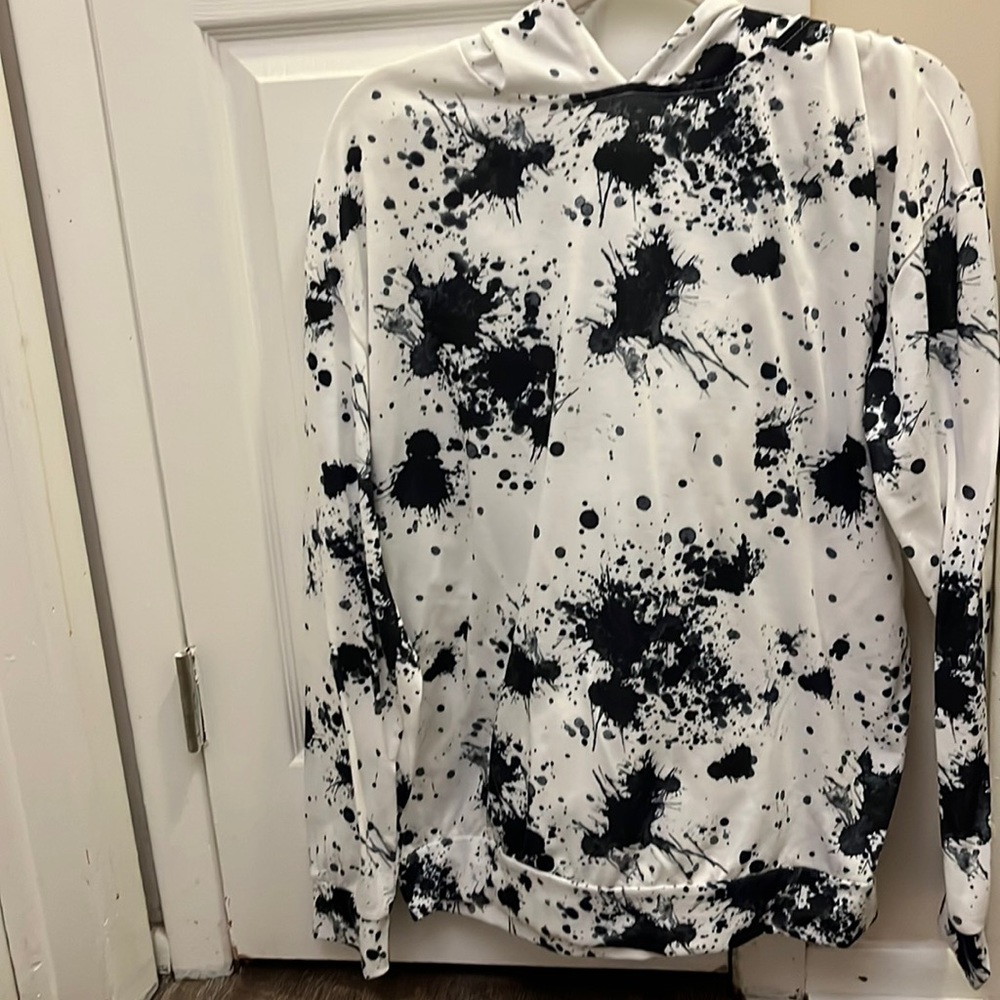 Paint Splatter Hooded Long Sleeve Tee